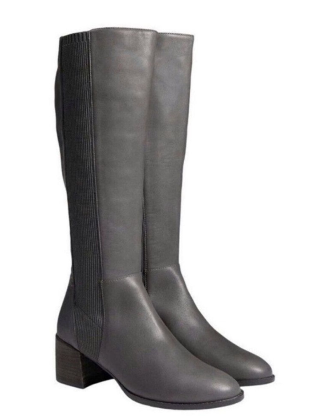Eileen Fisher - Destry Leather and Recycled Stretch Knit Boot - Grey - Size 5.5